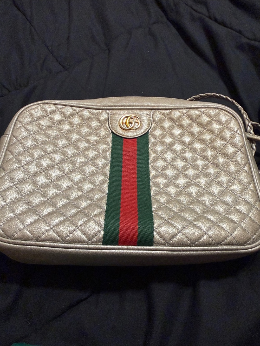 Gucci Trapuntata Large Silver Metallic Quilted Bag